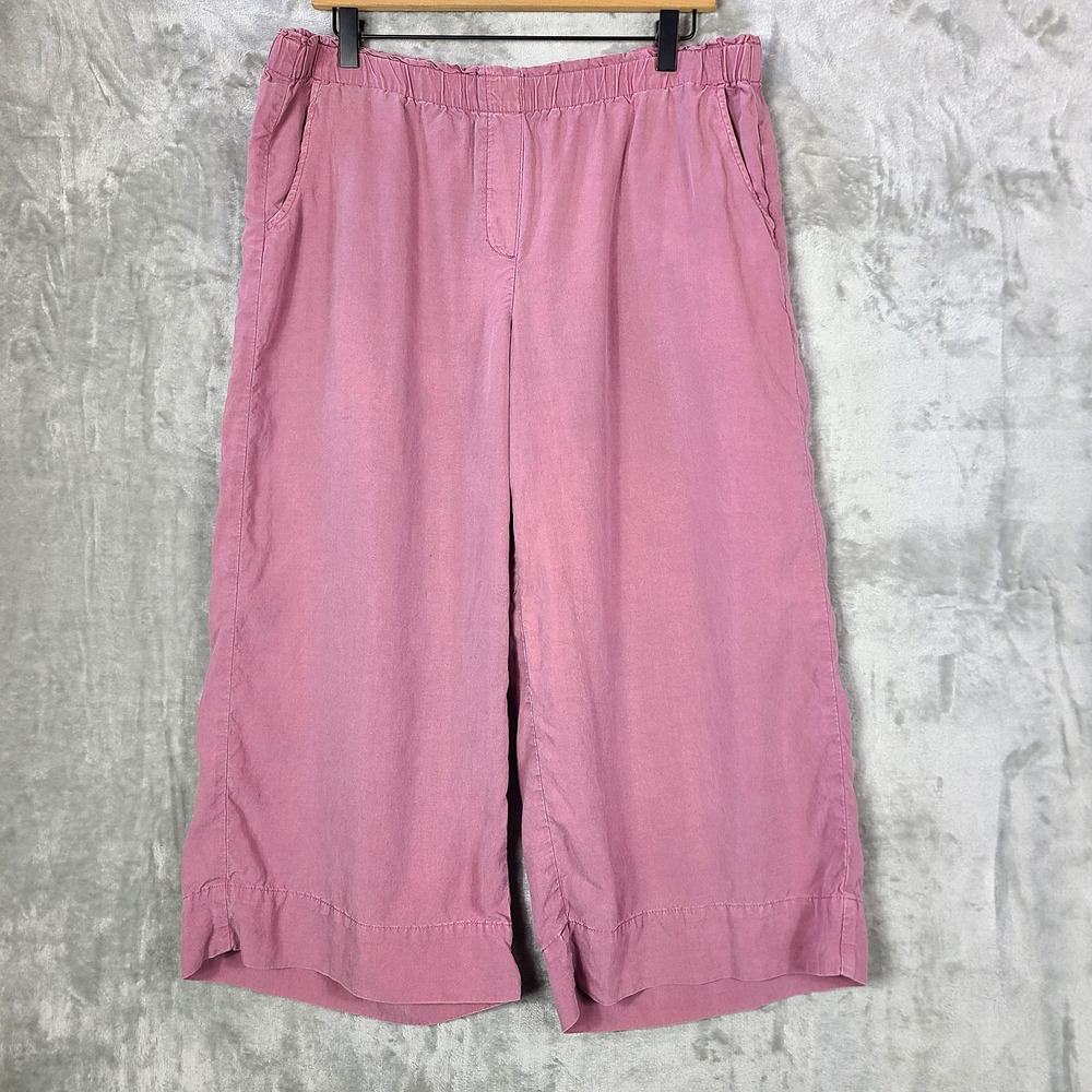 PureJill Muave Crop Wide Leg Pull On Elastic Waist Pants Beachy Boho Size LP